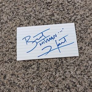 Bret Hitman Hart Signed Index Card